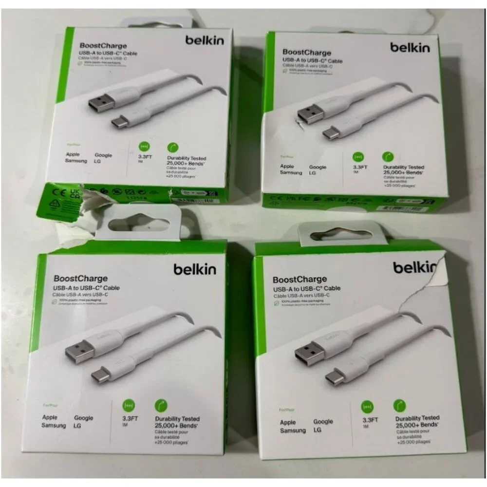 Belkin BoostCharge USB-A To USB-C Cable 3.3FT Set of 4